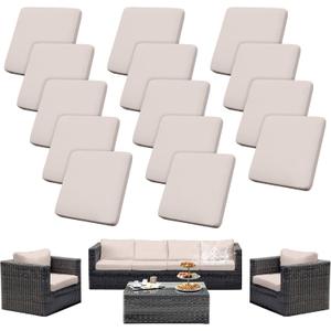 14Pcs Patio Cushion Covers Waterproof, Cushion Covers, Stretch Couch Covers, Patio Couch Slipcovers, Patio Cushion Covers Replacement, Outdoor Chair Cushion Covers (Off-White)