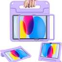 AVAWO Kids Case for New iPad (A16) 11th Generation 11 Inch 2025, iPad 10th Generation 10.9" 2022 with Built-in Screen Protector Shockproof Lightweight Handle Cover for i Pad 10/11 Gen, Light Purple