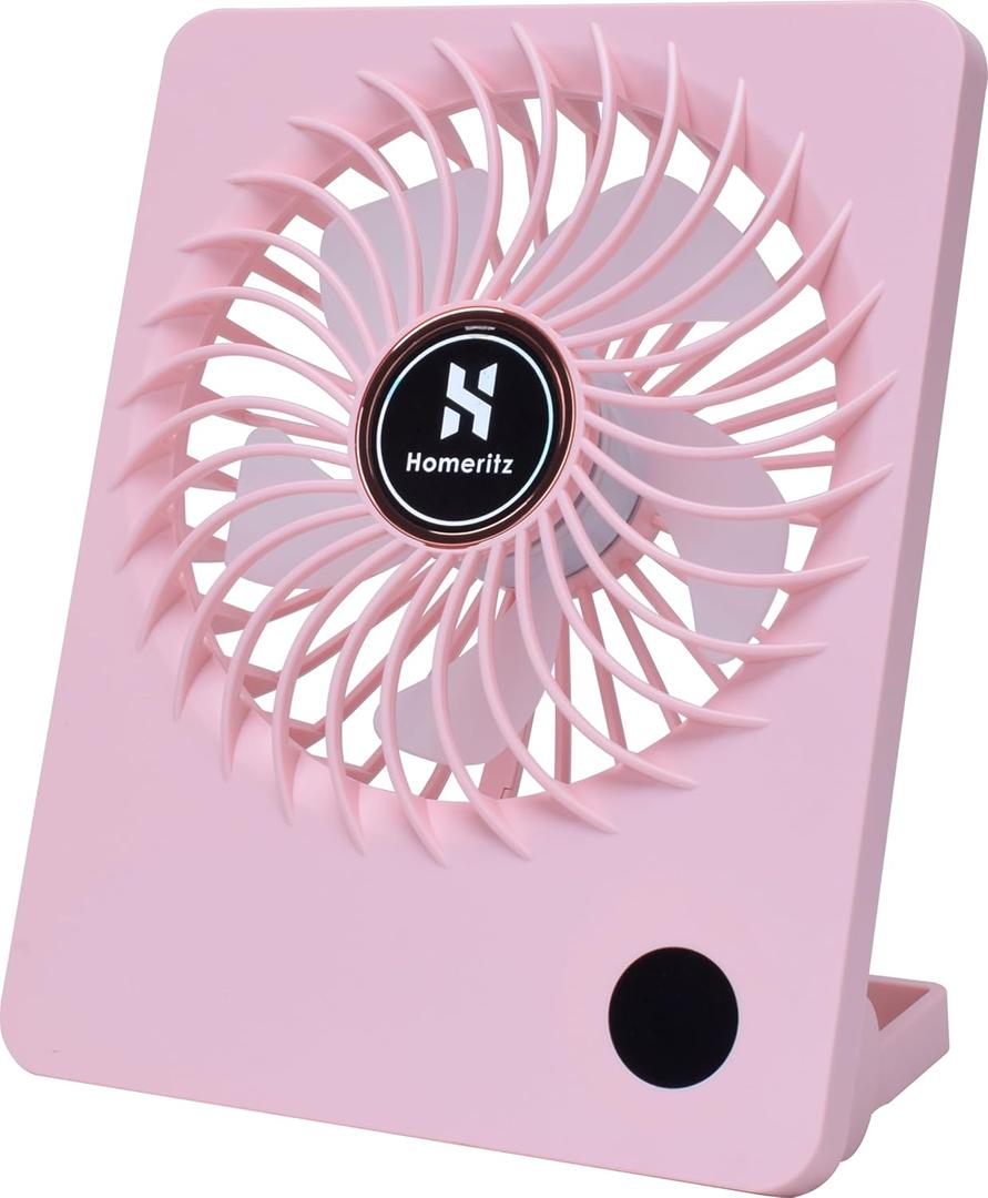 Personal Portable Fan, Rechargeable 2000mAh Battery Powered, Power Display and 180° Tilt Folding, Ultra Quiet, Office, Camping, Travel, in Car (Pink)