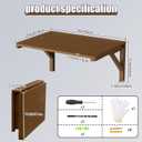 MM MELISEN Floating Desk - 30x20 Inch, Walnut Finish Wall-Mounted Desk for Home Office or Bedroom Work. Solid Wood Drop-Leaf Design. Folds up neatly for Small Space Living, 75X50CM/30X20IN