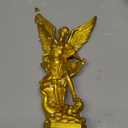 QIANLING 12.5in Gold San Miguel Arcangel Statue, St Michael Statue in Resin, Religion St Michael The Archangel victoriously Over Satan Collection Figurines, Suitable for Collection or Decor