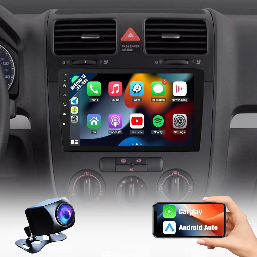 Naifay Android Car Radio for VW Golf 5 6 Passat Jetta Tiguan Touran Polo Skoda Yeti Fabia with Carplay Android Auto, 10.1 inch IPS Touch Screen for VW Passat Car Stereo Bluetooth GPS WiFi SWC