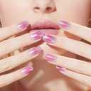 10 x MOOYIYAN Semi Cured Gel Nail Stickers 32 PCS|Cat Eye/Frosted Gel Nail Strips|Compatible with Any UV/LED Lamps|Long-Lasting Real Nail Polish Strips for Women's Decoration (Blush Pink)