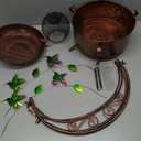 DREAMSOUL Solar Bird Bath with Solar Lantern, Vintage Copper Birdbath Flower Planter Metal Bird Bath for Outside Garden Yard