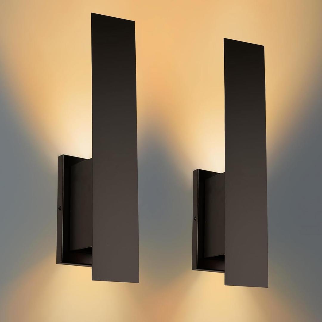 Edwarmlux Indoor Wall Sconces, Modern Wall Lights, Up and Down Wall Mount Light, Dimmable Hardwired Wall Light for Bedroom, Living Room, Hallway, GU10 Bulbs Excluded, 2 Pack (Matt Black)