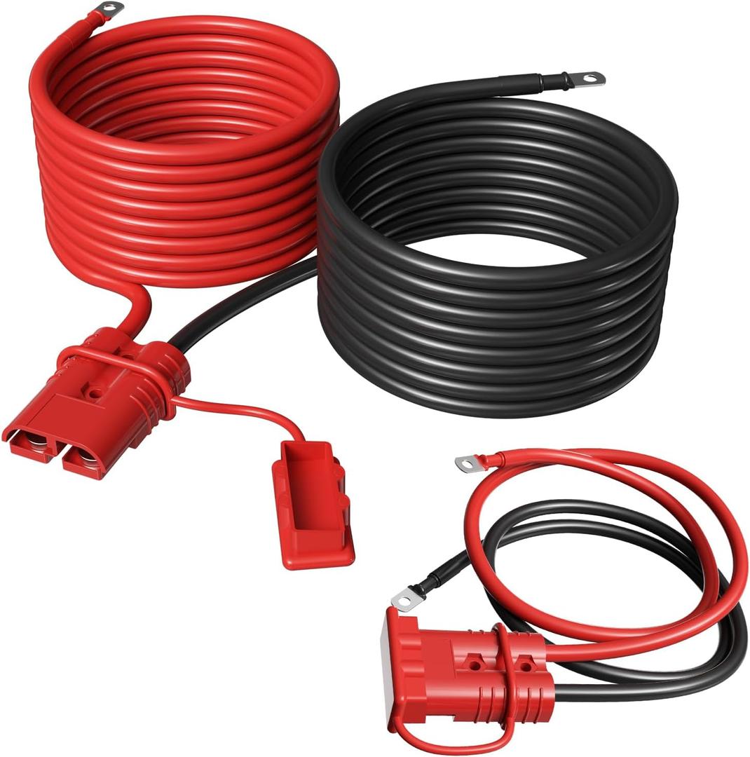 HUATOL 14 FT 2AWG Quick Disconnect Winch Power Cable, 2 Gauge 2 AWG Copper Wiring, Quick Connect and Disconnect Cables Heavy Duty Battery Wiring Kit.