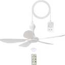 Ceiling Fan for Patio, Gazebo & Home Indoor Use, 28Inch Portable Hanging Ceiling Fan, 5 Detachable Blades, Room Hanging Fan, DC12V for Bed Tent Home Room with a 110V AC adaptor included