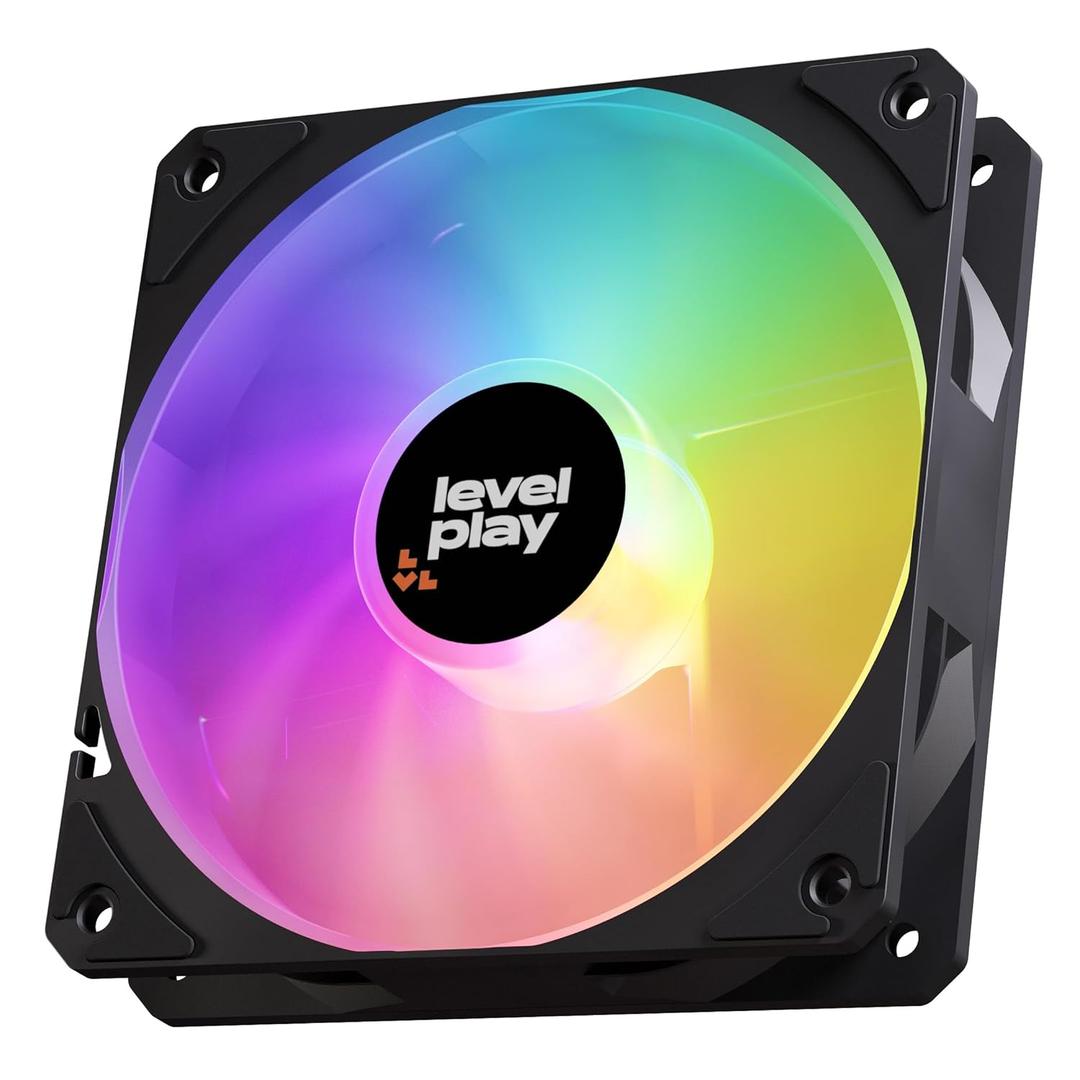 Levelplay CF120 ARGB 120mm PWM Fan 4-Pin Addressable-RGB 3-Pin Single Performance Fan (Black)