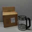 Amazon Basics Electric Kettle with Glass Carafe for Tea and Coffee, BPA-Free, Fast Boiling, Auto Shut-Off, 1.8 Quarts, 1500W, Black and Silver