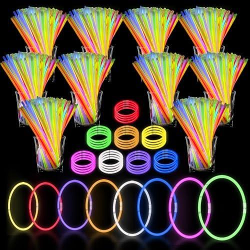 500 Pack Glow Sticks Bulk Party Pack, 8 Inch Halloween Glow Sticks for Kids and Adults, Glow in the Dark Light Sticks Party Supplies, Glow Necklaces Glow Bracelets with Connectors, Multicolor