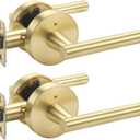Haidms 2 Pack Gold Door Handles - Brushed Gold Interior Door Lever, Bathroom/Bedroom Privacy Door Handle, Heavy Duty Modern Style