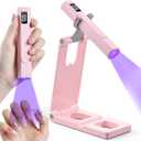 Handheld UV Nail Light with Stand, Mini Hand Held Nail Lamp with LED Display, Rechargeable Flash Cure Nail Lamp, Settings 20/60s Timer, Small Nail UV Light for Gel Nails Polish Home DIY, Pink
