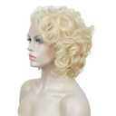 Aimole Short Curly Lace Front Wigs Blonde Women Wig Synthetic Hair Cosplay Costume Halloween Party Daily Everyday Wear Wig Heat Resistant (613 Blonde)
