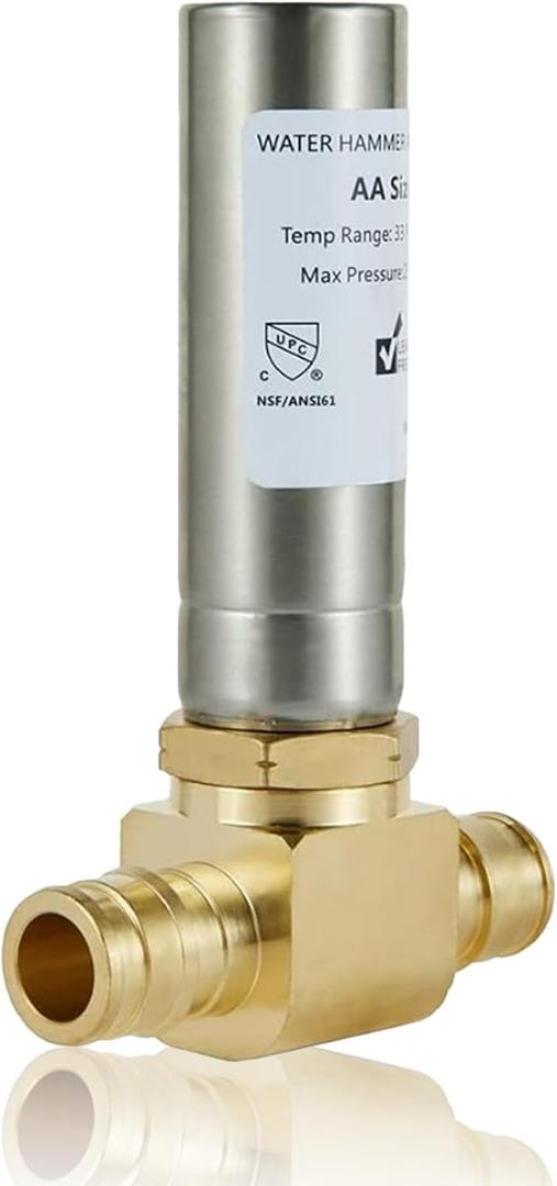 Water Hammer Arrestor,1/2Inch Stainless Steel Tee Water Arrestor,Pex-A Expansion Connection(1PACK,Stainless Steel Arrestor)(HAMMER009)