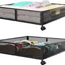 PHINOX Under Bed Storage Containers with Wheels - Shoe Storage Organizer Drawer, Tool-free Assembly Metal Underbed Storage for Bedroom Clothes, Shoes, Blankets - 2Pack (2 Pack(23.623.6"), Black)