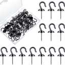 Hotop 60 Pieces Push Pin Wall Hooks Metal Thumb Tack Hangers Iron Alloy Nail Decorative Picture Hooks for 20 Lbs Home Office School Party Supply (Black)