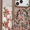 DOMAVER for iPhone 17 Pro Max Case, Magnetic Phone Case for iPhone 17 Pro Max [Compatible with MagSafe] Slim Fit Flowers Floral Design Shockproof Protective Bumper Women Girls Cover, Free Bloom