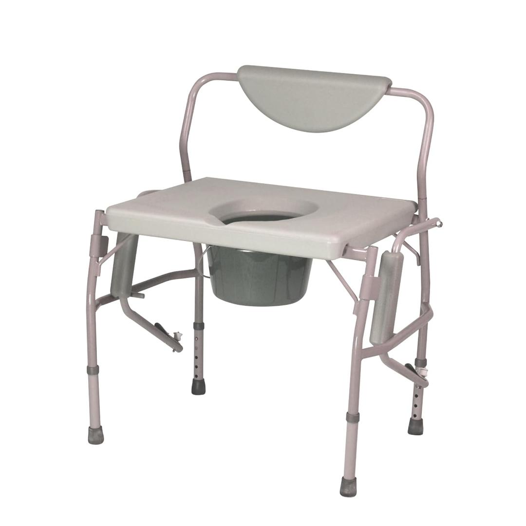 Homecraft Deluxe Bariatric Drop Arm Commode, 1000 lb Weight Capacity, Extra Wide Seat with Adjustable Height, Bedside or Over Toilet Use, Drop Arms for Easy Transfers, Includes Splash Guard & Bucket