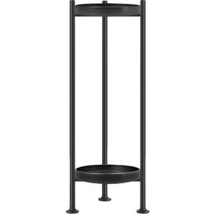Plant Stand Indoor Outdoor, 2 Tier Iron Plant Stand, 30'' Tall Pedestal Stand Outdoor, Metal Flower Stands for Indoor Plants, Balcony, Living Room (black)