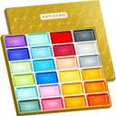 ARTISTRO Professional Metallic Watercolor Paint Set for Adults - 24 Pigment-Rich Colors, XL Pans, ASTM-I Lightfastness, High Tinting Strength Watercolor Set for Professionals made by professionals