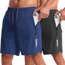 CANGHPGIN 2 Pack Mens Workout Athletic Shorts 7 inch Inseam Quick Dry Hiking Shorts Men Lightweight Sports Gym Shorts Running, XL