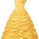 Drofe Princess Dress Costume for Women Yellow Dress Prom Party Adult (S)
