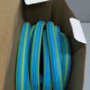 Goldwanda Expandable Garden Hose 50FT Expanded Length – Retractable, Kink-Free TPV Material, 10-Pattern Nozzle, Solid Brass Fittings (blue-green, 5/8" x 50ft)