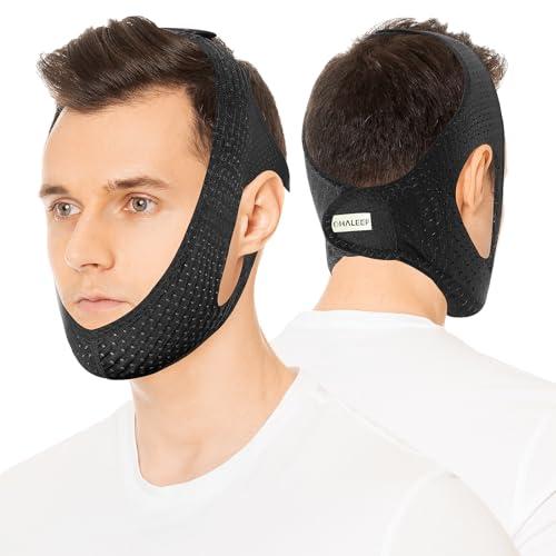 Anti Snore Chin Strap for CPAP Users, Snore Stopper with Adjustable Velcro, Chin Strap for Sleeping Comfortable Stop Snoring Solution, Anti Snoring Devices Breathable and Reusable, Black, M