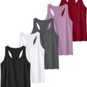 5 Pack Workout Tank Tops for Women, Athletic Racerback Sports Tank Tops, Compression Sleeveless Dry Fit Shirts (X-Large, Slim Fit-black/Grey/White/Red/Purple)