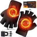 Auspicious beginning Rechargeable Heated Fingerless Gloves Electric Heated Gloves for Men Women Fingerless Hand Warmer Gloves Touchscreen for Winter Skiing Cycling Hunting, Arthritis Pain Relief