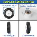 GICOOL 4.80/4.00-8" Wheelbarrow Tire, 16" Flat-Free Solid Tire and Wheel, 3" Centered Hub, 5/8" Axle Bore Hole, for Garden Wagon Cart Trolley Dolly Lawn Mover Go Kart Replacement (2 Pack), 4.00-82 Pack