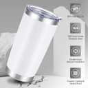 20 oz Tumblers Bulk Stainless Steel Tumbler with Lid Double Wall Vacuum Insulated Coffee Mug 20oz Powder Coated Cup for Hot and Cold Drinks, White, 6 pack