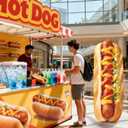 5.38 FT Hot Dog Cardboard Cutout Standup Life-Size Funny Food Standee Photo Booth Props Hot Dog Decorations for Birthday Party Restaurants Fast Food Sausage Festival Market Event Entrance
