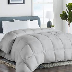 COHOME Oversized King Size Comforter, All-Season Quilted Down Alternative Duvet Insert, Luxury Hotel GentleSoft Comforter with Anti-Clump Tech & 8 Tabs - Reversible - Light Grey 98 x116 inches