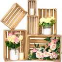 Wooden Crates for Display 6 Pack Extra Large Rustic Nesting Wooden Basket with Handle, Decorative Farmhouse Wood Crate for Storage and Container, 6 Size Wood Basket Decor Boxes