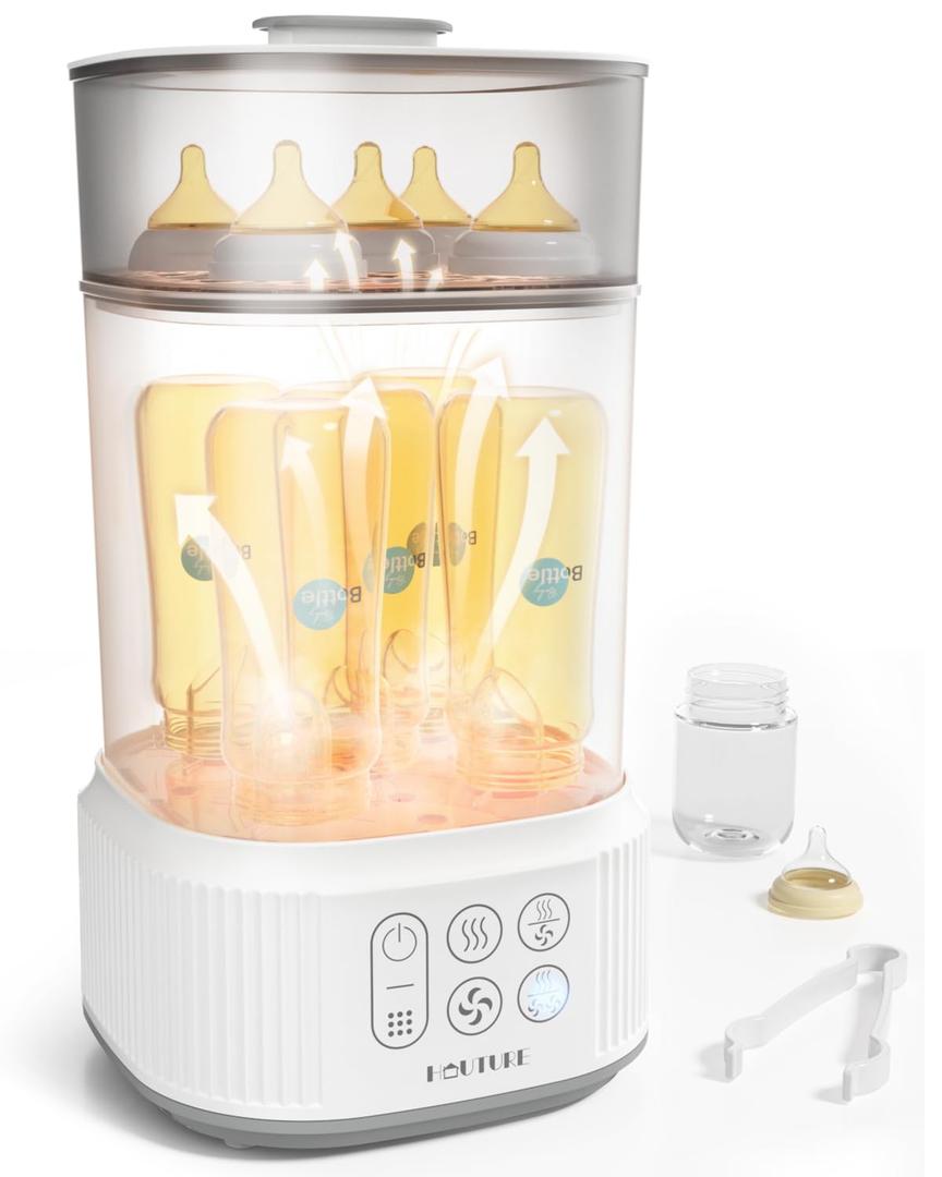 Bottle Sterilizer and Dryer | Esterilizador de Biberones, HAUTURE Baby Bottle Sanitizer and Dryer, Faster Drying Compact Electric Steam Sterilizer for Baby Bottles, Pacifiers, Breast Pump Accessories