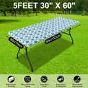 Smiry Rectangle Table Cloth Cover, Waterproof Elastic Fitted Picnic Tablecloth for 5 Foot Tables, Wipeable Flannel Backed Vinyl Tablecloths for Camping, Dining, Outdoor (Navy & Green, 30" x 60")