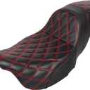 Rider Driver Rear Passenger 2-Up Seat For Harley Electra Glide Ultra Limited Road Glide Road King Street Glide 2009-2023, Red Stitch