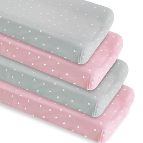 Changing Pad Cover Fitted for Boys Girls, 4 Pack Baby Changing Table Cover Sheets Neutral, Soft Breathable for 32"x16" Diaper Change Table Pad, Bassinet Sheets