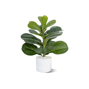 Artificial Fiddle Leaf Fig Tree, 22.8" Tall, Faux Ficus for Home Office Living Room Decor Aesthetic