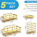 EUDELE 5-Pack Rustproof Stainless Steel Shower Caddy No Drill Adhesive Bathroom Organizer with Large Capacity, Spacious Shower Shelves for Inside Shower, Kitchen & Home Decor Storage-XL Size
