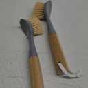 MR.SIGA Dish Brush with Bamboo Handle Built-in Scraper, Scrub Brush for Pans, Pots, Kitchen Sink Cleaning, Pack of 2 (Gray)