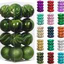 XmasExp 16ct Christmas Ball Ornaments Shatterproof Christmas Ornaments Set Decorations for Xmas Tree Balls 80mm/3.15" (Dark Green)
