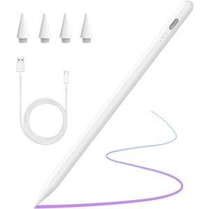Stylus Pen for iPad 2018-2025 with Palm Rejection, Active Pencil for iPad 10th/9th/8th/7th/6th Generation, for iPad Pro 11/12.9 inch, for iPad Air 5th/4th/3th Gen, for iPad Mini 6th/5th Gen (White)