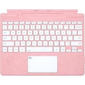 Rii Surface Pro Type Cover,Ultra-Slim Portable Bluetooth Wireless Keyboard with Touchpad,7 Color Backlit,Compatible with Surface Pro-8/9/X Only (Pink)