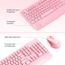 MEETION Wireless Keyboard and Mouse, Full-Sized Cordless Keyboard with Wrist Rest, 3 DPI Adjustable Mouse, Keyboard and Mouse Set with 2.4GHz USB Receiver, for PC/Computer/Laptop/Windows/Mac, Pink