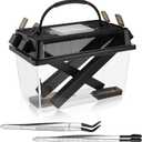 Mifoci Large Cricket Keeper Equipped with Water and Food Feeding Dish, High Transparency Cricket Pen with Dispenser Tubes, Insect Keeper for Gecko Snake Lizards Reptiles