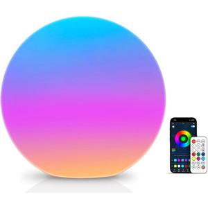 LOFTEK Color Changing Night Light, Smart LED Lamp with Bluetooth APP and Remote Control, Music Sync, 220 Scene Modes, 12-inch RGB Ball Mood Lighting for Living Room, Bedroom Event (Corded Electric)