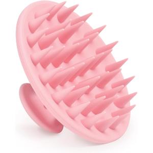 Silicone Scalp Massager Shampoo Brush, Scalp Brush for Hair Growth & Dandruff Removal, Hair Scrubber Scalp Stimulator Exfoliator Brush with Soft Bristles for Wet Dry Scalp Care (Pink)