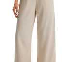 Libin Linen Pants Women Wide Leg Casual Beach Pants Cotton Linen Summer Lounge Pants Travel Work Trousers with Pockets (Small, 01-khaki)